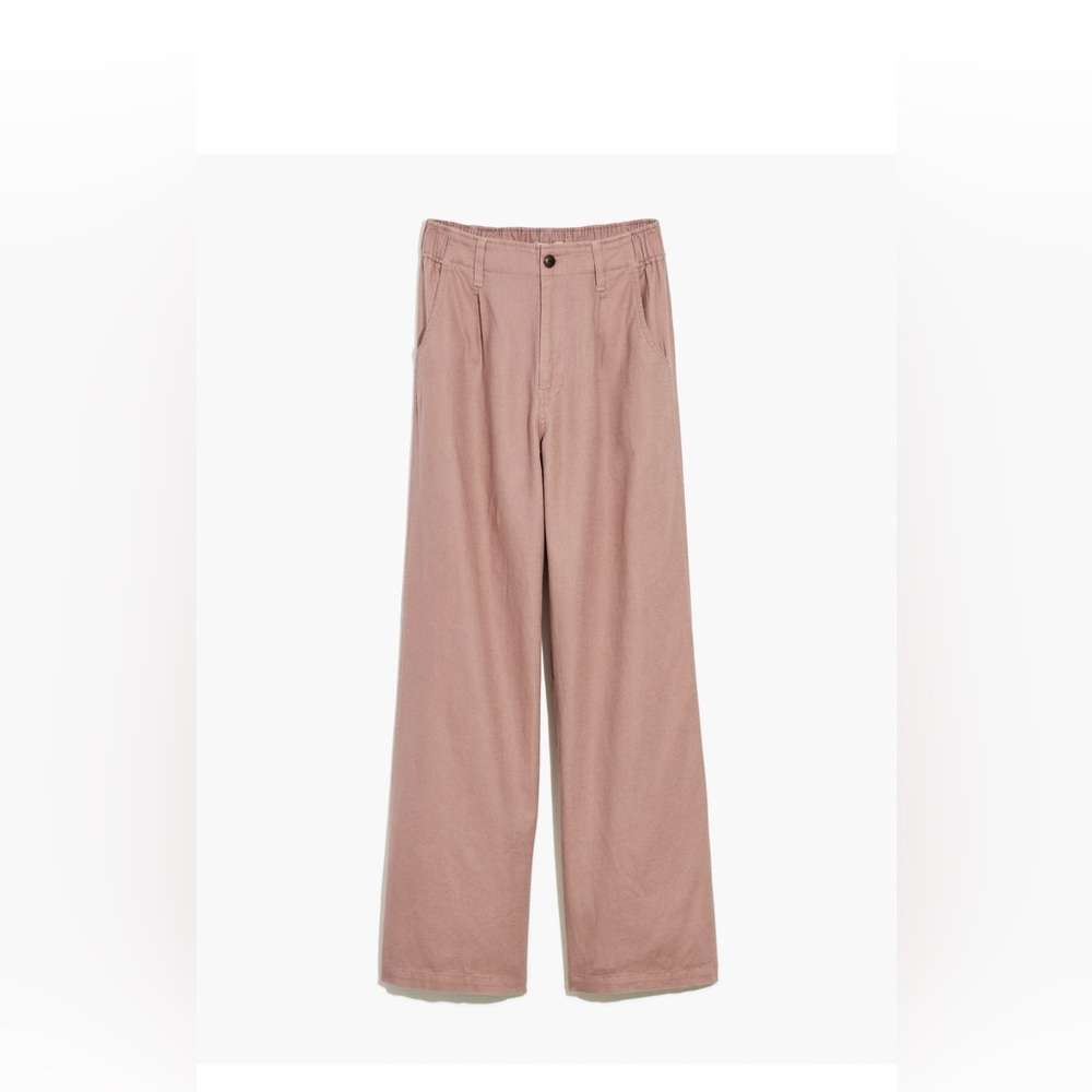 NWT Madewell Petite Cotton-Linen Pleated Wide-Leg Pants